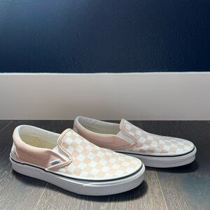 Tan Pink Checker Board Style Vans